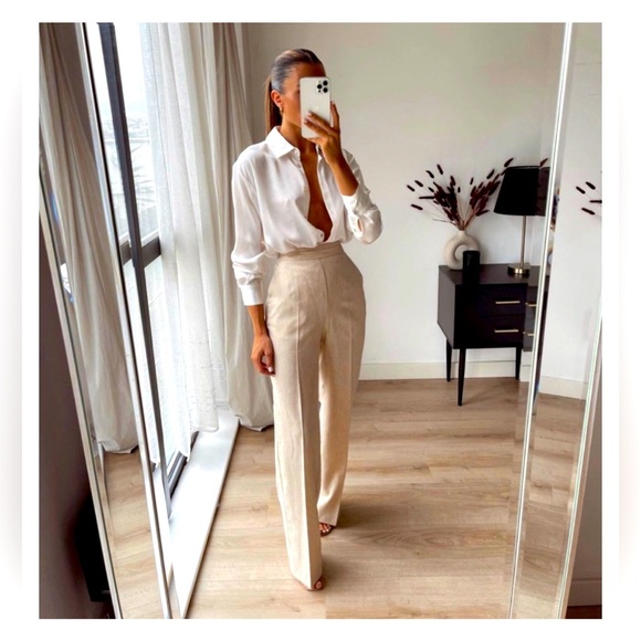 Zara Sophisticated Linen Pants Create Perfect Shape 😍! - Picture 1 of 7
